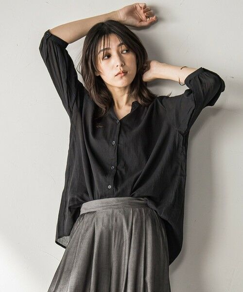 MAYSON GREY / メイソングレイ シャツ・ブラウス | 【WEB限定】バンドカラー楊柳7分袖シャツ≪洗濯機で洗える≫ | 詳細8