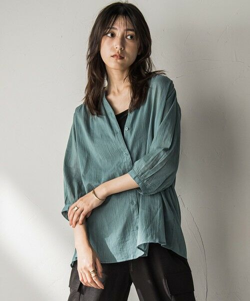 MAYSON GREY / メイソングレイ シャツ・ブラウス | 【WEB限定】バンドカラー楊柳7分袖シャツ≪洗濯機で洗える≫ | 詳細13