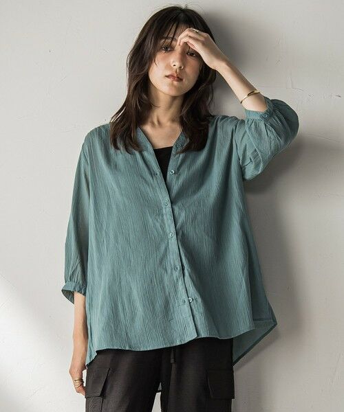 MAYSON GREY / メイソングレイ シャツ・ブラウス | 【WEB限定】バンドカラー楊柳7分袖シャツ≪洗濯機で洗える≫ | 詳細14