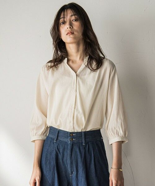 MAYSON GREY / メイソングレイ シャツ・ブラウス | 【WEB限定】バンドカラー楊柳7分袖シャツ≪洗濯機で洗える≫ | 詳細25