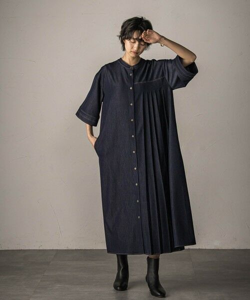 MAYSON GREY / メイソングレイ ロング・マキシ丈ワンピース | アシンメトリープリーツシャツワンピース≪洗濯機で洗える≫ | 詳細2