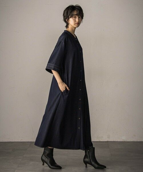 MAYSON GREY / メイソングレイ ロング・マキシ丈ワンピース | アシンメトリープリーツシャツワンピース≪洗濯機で洗える≫ | 詳細3