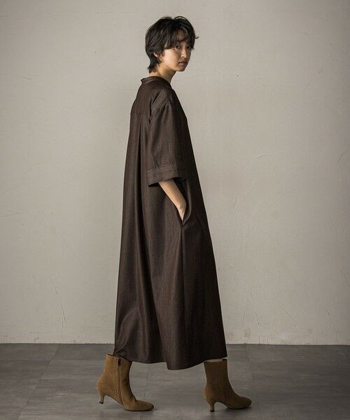 MAYSON GREY / メイソングレイ ロング・マキシ丈ワンピース | アシンメトリープリーツシャツワンピース≪洗濯機で洗える≫ | 詳細8