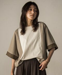 MAYSON GREY / メイソングレイ カットソー | ストライプドッキングフロントドロストプルオーバー≪洗濯機で洗える≫