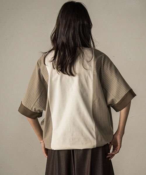 MAYSON GREY / メイソングレイ カットソー | ストライプドッキングフロントドロストプルオーバー≪洗濯機で洗える≫ | 詳細3