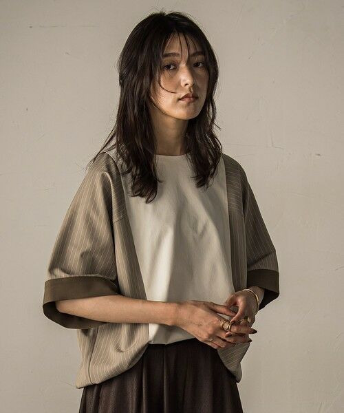 MAYSON GREY / メイソングレイ カットソー | ストライプドッキングフロントドロストプルオーバー≪洗濯機で洗える≫ | 詳細2