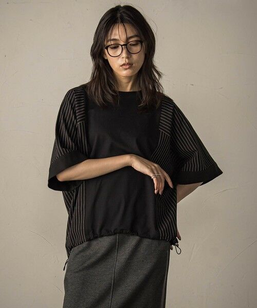 MAYSON GREY / メイソングレイ カットソー | ストライプドッキングフロントドロストプルオーバー≪洗濯機で洗える≫ | 詳細7