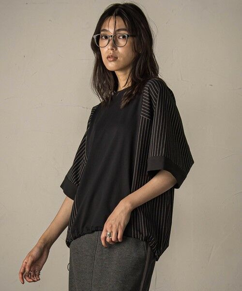 MAYSON GREY / メイソングレイ カットソー | ストライプドッキングフロントドロストプルオーバー≪洗濯機で洗える≫ | 詳細8