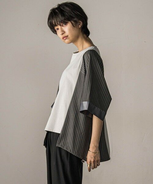 MAYSON GREY / メイソングレイ カットソー | ストライプドッキングフロントドロストプルオーバー≪洗濯機で洗える≫ | 詳細15