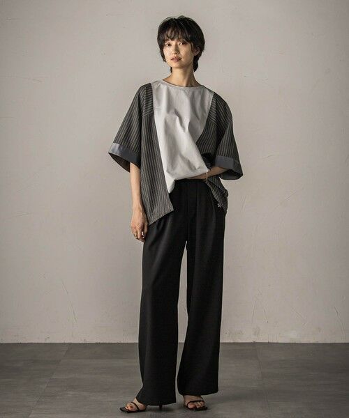 MAYSON GREY / メイソングレイ カットソー | ストライプドッキングフロントドロストプルオーバー≪洗濯機で洗える≫ | 詳細17