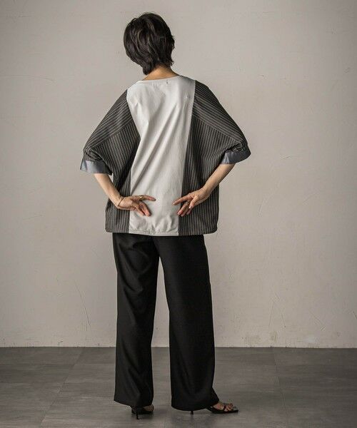 MAYSON GREY / メイソングレイ カットソー | ストライプドッキングフロントドロストプルオーバー≪洗濯機で洗える≫ | 詳細18