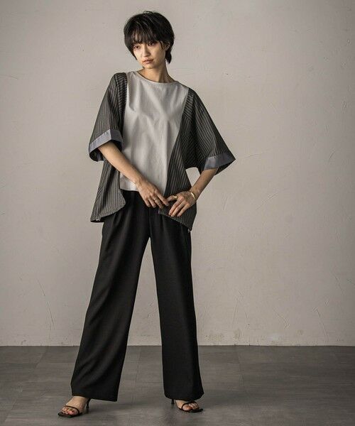 MAYSON GREY / メイソングレイ カットソー | ストライプドッキングフロントドロストプルオーバー≪洗濯機で洗える≫ | 詳細19