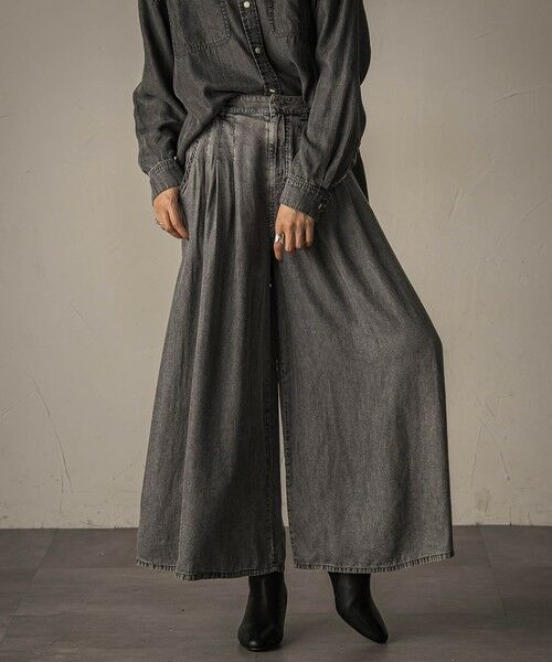 バイオシルクデニムフレアパンツ≪洗濯機で洗える/セットアップ