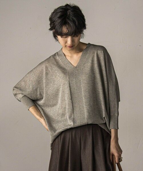 MAYSON GREY / メイソングレイ ニット・セーター | LEVITAシアーVネックドルマンニットプルオーバー≪手洗い可能≫ | 詳細1