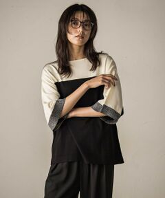 MAYSON GREY / メイソングレイ ニット・セーター | 配色7分袖ニットプルオーバー≪手洗い可能≫