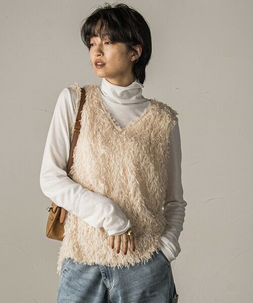 MAYSON GREY/メイソングレイ フェザーフリンジルーズベスト≪手洗い可能≫ オフホワイト M MAYSON GREY/メイソングレイ フェザーフリンジルーズベスト≪手洗い可能≫ オフホワイト M