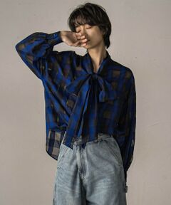 MAYSON GREY / メイソングレイ シャツ・ブラウス | シアーオンブレチェックボウタイブラウス≪手洗い可能≫