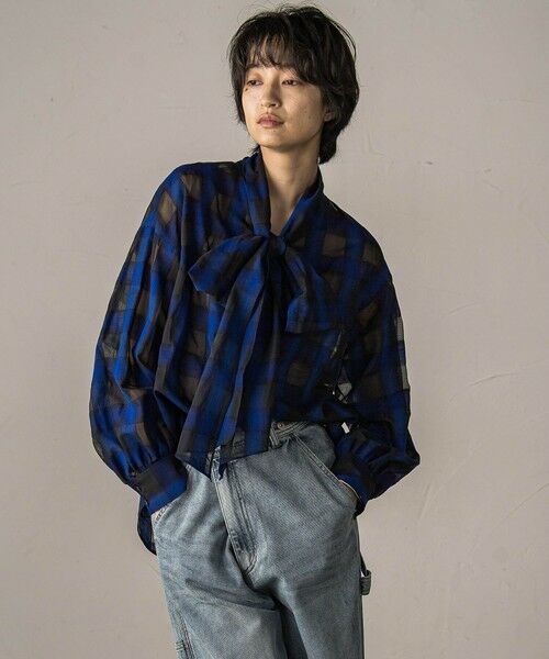 MAYSON GREY / メイソングレイ シャツ・ブラウス | シアーオンブレチェックボウタイブラウス≪手洗い可能≫ | 詳細1