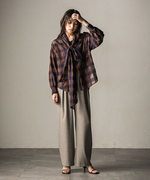 MAYSON GREY / メイソングレイ シャツ・ブラウス | シアーオンブレチェックボウタイブラウス≪手洗い可能≫ | 詳細13