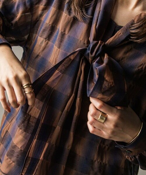 MAYSON GREY / メイソングレイ シャツ・ブラウス | シアーオンブレチェックボウタイブラウス≪手洗い可能≫ | 詳細16