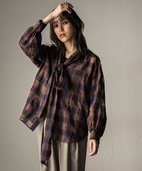 MAYSON GREY / メイソングレイ シャツ・ブラウス | シアーオンブレチェックボウタイブラウス≪手洗い可能≫ | 詳細8