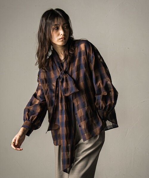 MAYSON GREY / メイソングレイ シャツ・ブラウス | シアーオンブレチェックボウタイブラウス≪手洗い可能≫ | 詳細9