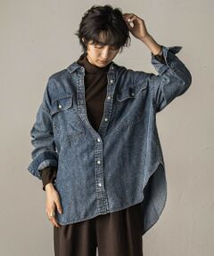 MAYSON GREY / メイソングレイ シャツ・ブラウス | バイオシルクデニムオーバーシャツ≪洗濯機で洗える/セットアップ対応≫