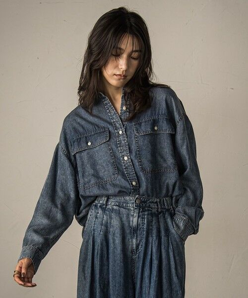 MAYSON GREY / メイソングレイ シャツ・ブラウス | バイオシルクデニムオーバーシャツ≪洗濯機で洗える/セットアップ対応≫ | 詳細2