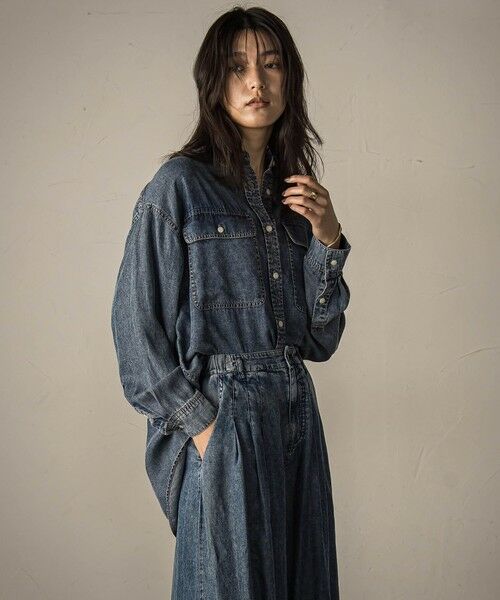 MAYSON GREY / メイソングレイ シャツ・ブラウス | バイオシルクデニムオーバーシャツ≪洗濯機で洗える/セットアップ対応≫ | 詳細3