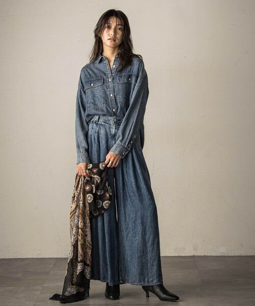 MAYSON GREY / メイソングレイ シャツ・ブラウス | バイオシルクデニムオーバーシャツ≪洗濯機で洗える/セットアップ対応≫ | 詳細5