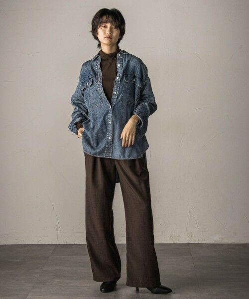 MAYSON GREY / メイソングレイ シャツ・ブラウス | バイオシルクデニムオーバーシャツ≪洗濯機で洗える/セットアップ対応≫ | 詳細9