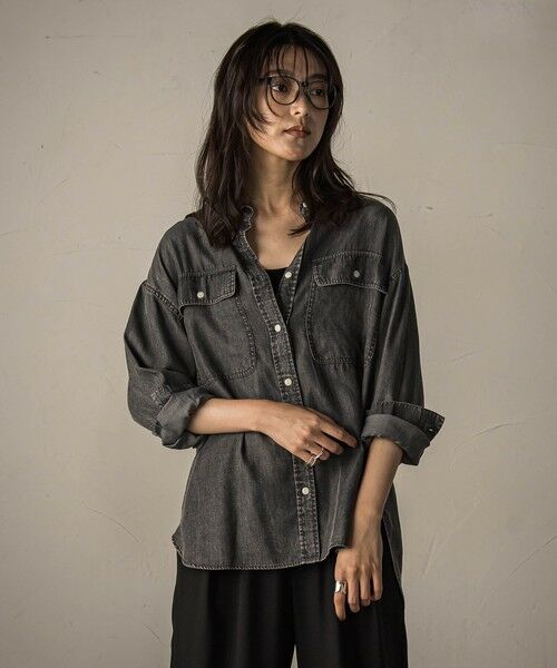 MAYSON GREY / メイソングレイ シャツ・ブラウス | バイオシルクデニムオーバーシャツ≪洗濯機で洗える/セットアップ対応≫ | 詳細20