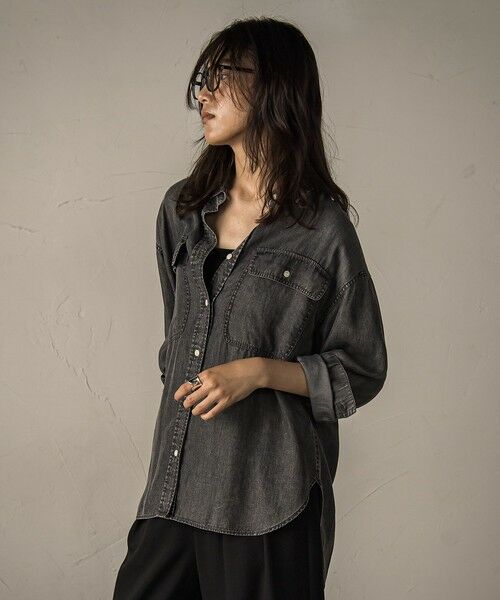 MAYSON GREY / メイソングレイ シャツ・ブラウス | バイオシルクデニムオーバーシャツ≪洗濯機で洗える/セットアップ対応≫ | 詳細21