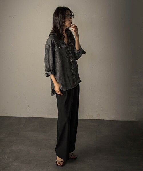 MAYSON GREY / メイソングレイ シャツ・ブラウス | バイオシルクデニムオーバーシャツ≪洗濯機で洗える/セットアップ対応≫ | 詳細27