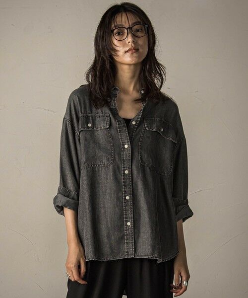 MAYSON GREY/メイソングレイ バイオシルクデニムオーバーシャツ≪洗濯機で洗える/セットアップ対応≫ ライトグレー M MAYSON GREY/メイソングレイ バイオシルクデニムオーバーシャツ≪洗濯機で洗える/セットアップ対応≫ ライトグレー M