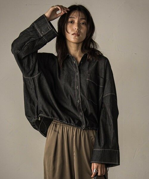 MAYSON GREY / メイソングレイ シャツ・ブラウス | 【WEB限定】ドロストクロップドデニムシャツ≪洗濯機で洗える≫ | 詳細1