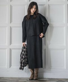 MAYSON GREY / メイソングレイ ロング・マキシ丈ワンピース | スウェード×ニットスカートセットアップ≪手洗い可能≫