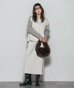 スウェード×ニットスカートセットアップ≪手洗い可能≫