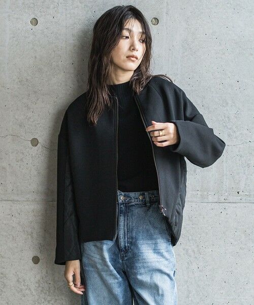 MAYSON GREY/メイソングレイ ダンボール×キルティングミドルノーカラーブルゾン ブラック M MAYSON GREY/メイソングレイ ダンボール×キルティングミドルノーカラーブルゾン ブラック M