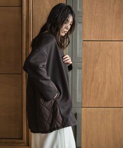 MAYSON GREY / メイソングレイ テーラードジャケット | ダンボール×キルティングロングノーカラーブルゾン