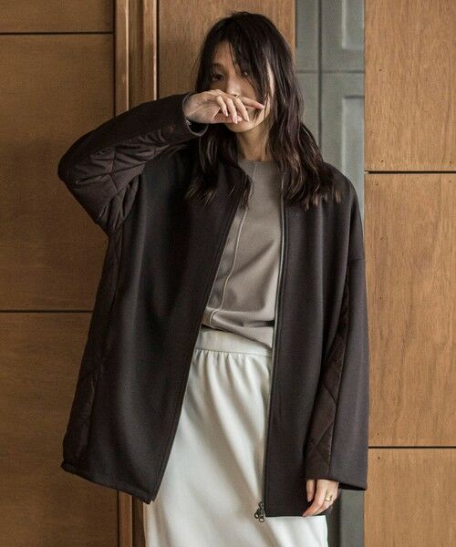 MAYSON GREY / メイソングレイ テーラードジャケット | ダンボール×キルティングロングノーカラーブルゾン | 詳細9