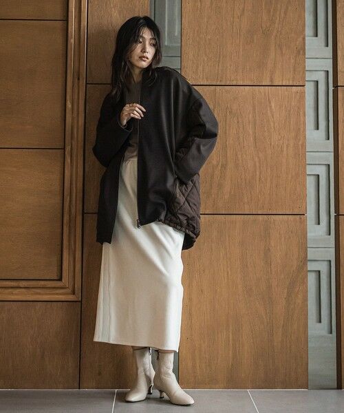 MAYSON GREY / メイソングレイ テーラードジャケット | ダンボール×キルティングロングノーカラーブルゾン | 詳細12