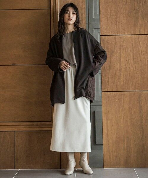 MAYSON GREY / メイソングレイ テーラードジャケット | ダンボール×キルティングロングノーカラーブルゾン | 詳細13