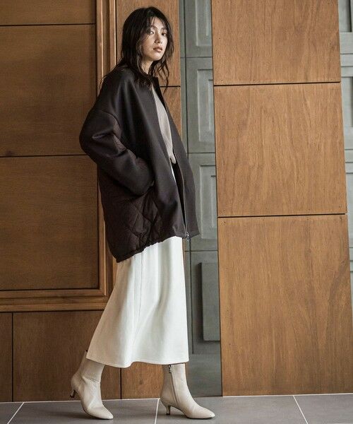 MAYSON GREY / メイソングレイ テーラードジャケット | ダンボール×キルティングロングノーカラーブルゾン | 詳細14