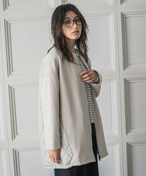 MAYSON GREY / メイソングレイ テーラードジャケット | ダンボール×キルティングロングノーカラーブルゾン | 詳細24