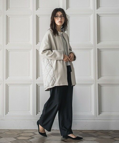 MAYSON GREY / メイソングレイ テーラードジャケット | ダンボール×キルティングロングノーカラーブルゾン | 詳細27