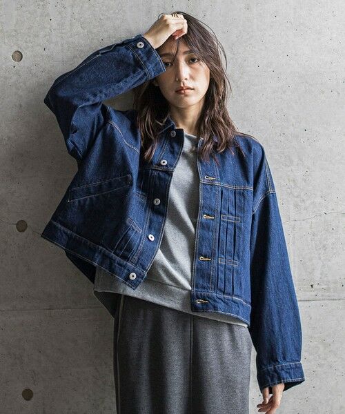 MAYSON GREY/メイソングレイ 【WEB限定】デニムクロップドジャケット≪洗濯機で洗える≫ ネイビー M MAYSON GREY/メイソングレイ 【WEB限定】デニムクロップドジャケット≪洗濯機で洗える≫ ネイビー M