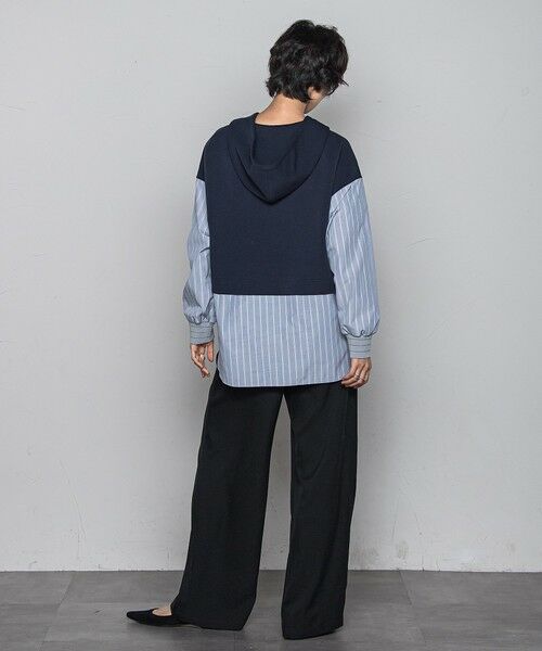 MAYSON GREY / メイソングレイ カットソー | ストライプシャツドッキングスキッパーフーディプルオーバー≪洗濯機で洗える≫ | 詳細6