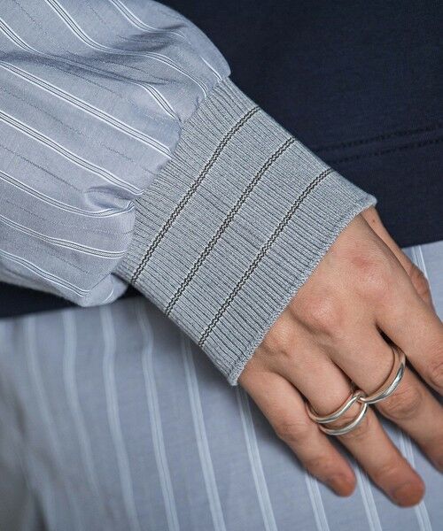 MAYSON GREY / メイソングレイ カットソー | ストライプシャツドッキングスキッパーフーディプルオーバー≪洗濯機で洗える≫ | 詳細8