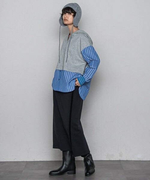 MAYSON GREY / メイソングレイ カットソー | ストライプシャツドッキングスキッパーフーディプルオーバー≪洗濯機で洗える≫ | 詳細13